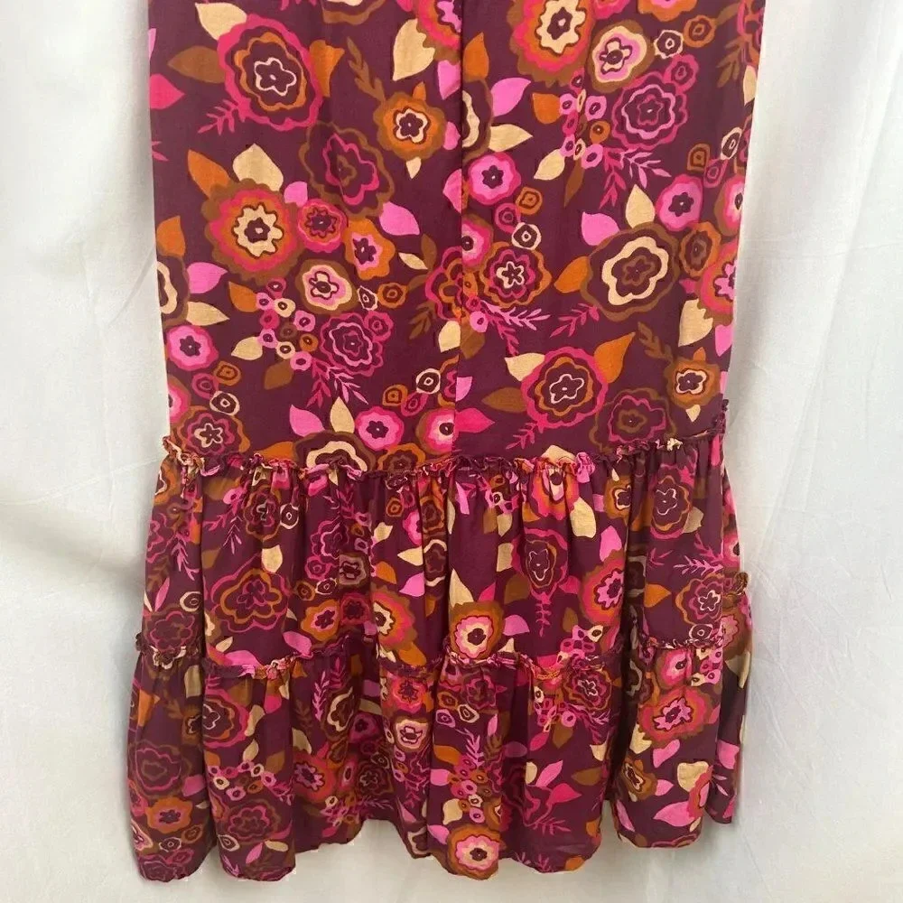 Gap Dress, Drop Waist, Tiered Bottom, Floral Print, Purple, Pink, Size 10, Large